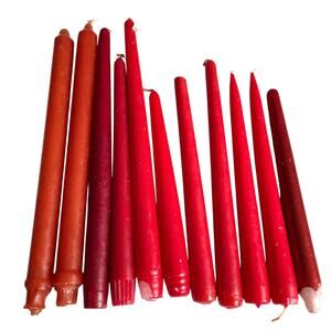 Vintage Red Taper Candle Lot of 11 Assorted Sizes Length 1 Used READ Description